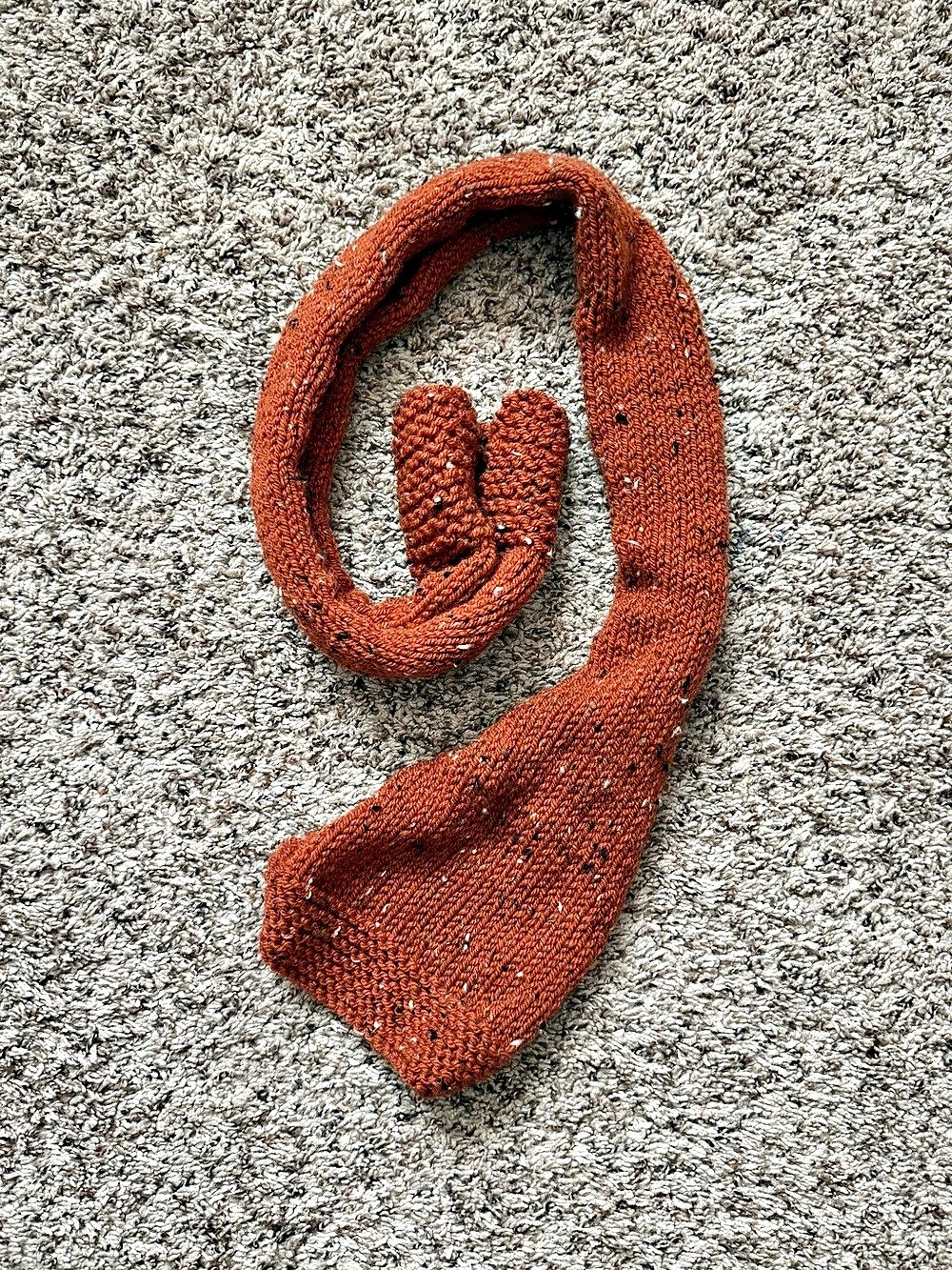 Hand Made Knit Scarf in Brown